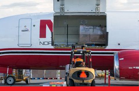 Cargo being loaded into a Northern Air Cargo plane.