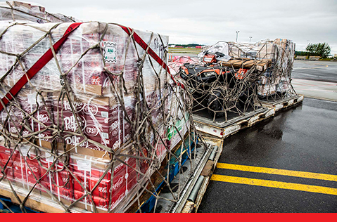 Cargo on pallets waiting for shipment. 