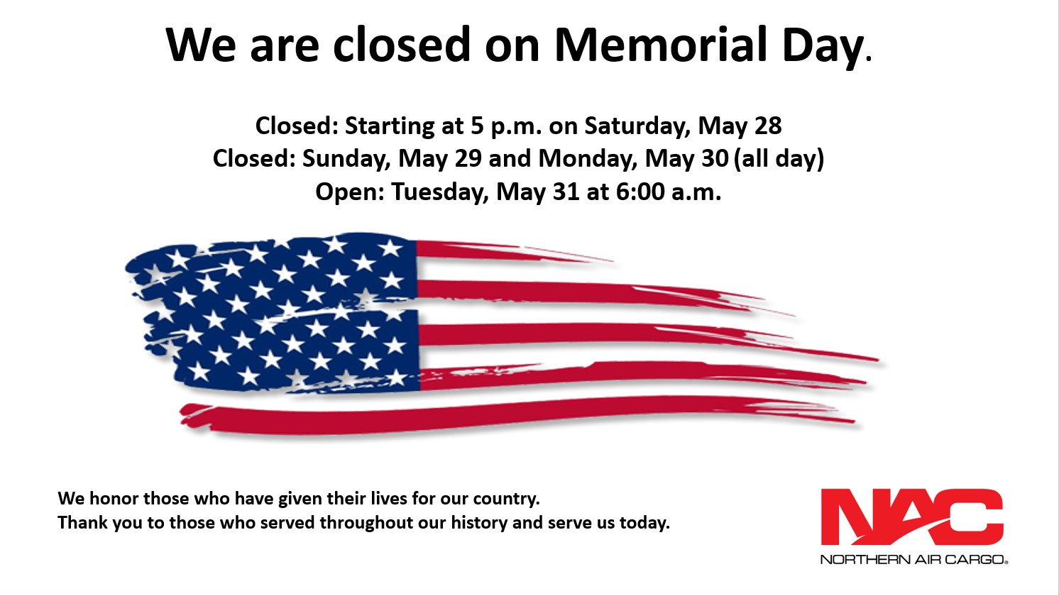 memorial day hours